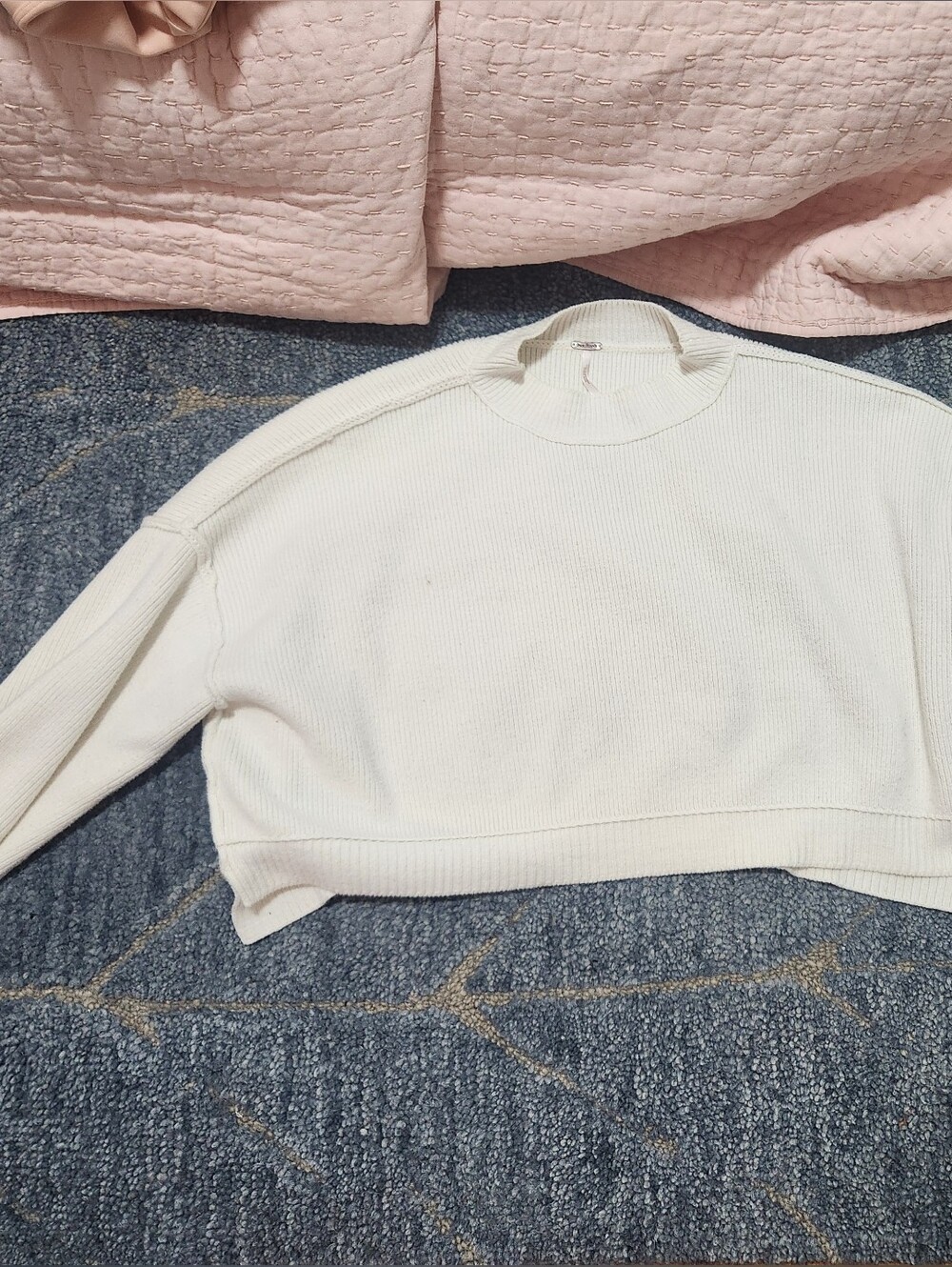 free people easy street cropped white pullover sweater large